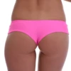 Pink boyshort swim bottom with a cheeky back and short leg, close-fitting stretch fabric that stays put.