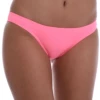 Pink cheeky pull-on bikini bottom with moderate front coverage and a cheeky back in light polyamide-Lycra.