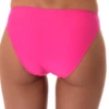 Bright pink cheeky swim bottom in light Italian fabric with hip ties and a playful contrast print band.