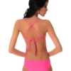 Plunge one-piece swimsuit with lace-up cross-tie front detail on slim adjustable straps for women.