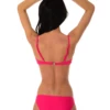 Bright pink push-up balconette bikini with everyday coverage bottom in smooth swim polyamide.