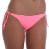Pink tie-side bikini bottom in a clean true pink that stays bright without going neon, ties adjust between wears.