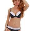 Retro polka-dot tie-side bikini bottom with adjustable fit in quick-drying polyamide swim fabric.