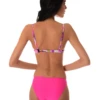 Coordinated print bikini bottom with standard coverage in quick-drying polyamide swim fabric.