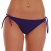 Rich purple bikini-cut bottom with knot-to-fit hip ties, lightweight and flattering for sunny days.