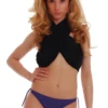 Mid-tone purple thong bottom with hip ties that knot into bows for an adjustable fit, smooth stretch fabric.