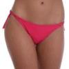 Raspberry tie-side bikini bottom with moderate front coverage and a cheeky back, hip ties knot to your fit.