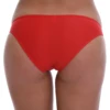 Bold red cheeky bikini bottom in a wide S to 2XL range, smooth stretchy fabric that keeps its color in full sun.