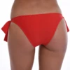 Classic red swim bottom with wide bows knotting at each hip, offered in sizes S to 2XL, stretchy and quick to dry.