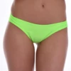 Vivid signal green Brazilian bottom from the Tiara Galiano swim line, low rear coverage and smooth stretch.