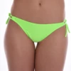 Signal green thong bikini bottom with side ties, low front and minimal back in light Italian swim fabric.