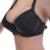 Structured black bikini top in quick-drying polyamide with a molded build that holds its form for fuller busts.