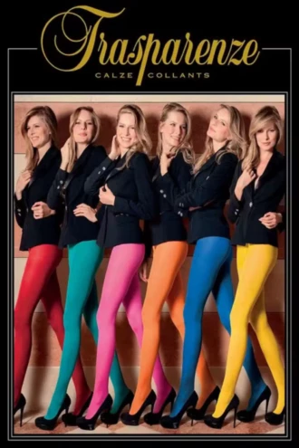 Rich red 50 denier Trasparenze Veneta microfiber tights with a smooth, saturated semi-opaque colour finish.