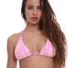Triangle bikini top in polyamide with a tie-back band that adjusts the coverage and lift, a minimal string shape.
