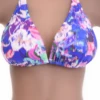 Watercolor print triangle bikini top with light unpadded cups and slim ties at the neck and back for the fit.