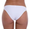 White cheeky pull-on bikini bottom with moderate front coverage and a cheeky back in light polyamide-Lycra.