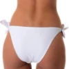 Crisp white cheeky swim bottom with adjustable bow hip ties, smooth and light with a quick dry, easy to pair.