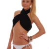 White cheeky tie-side bikini bottom with moderate front coverage and a cheeky back, light polyamide-Lycra.