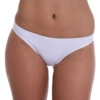 Versatile white pull-on cheeky bottom in stretch swim fabric, pairs with any top for the beach.