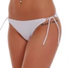 Women's white cheeky-cut bikini bottom, moderate front and cheeky back, sizes L to 2XL.