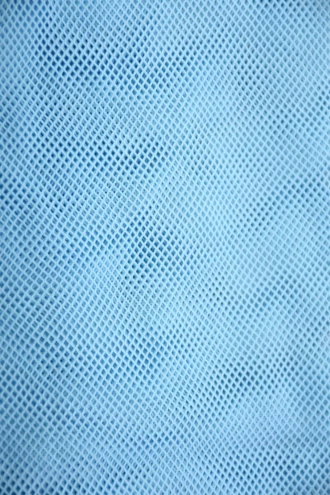 Blue sheer mesh short sarong by Tiara Galiano, a lightweight rectangular wrap that ties over a swimsuit at the hips.