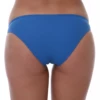 Blue cheeky pull-on swim bottom with moderate front coverage and a no-tie fit in stretchy Italian fabric.