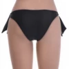 Cheeky tie-side bikini bottom in black polyamide with adjustable hip cords and a colored stripe trim.