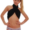 Horizontal-stripe cotton boyshorts with full back coverage, the pattern staying smooth under fitted clothing.