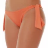 Womens orange Brazilian tie-side bikini bottom with a V-shaped back and bow ties at each hip, light quick-drying fabric.