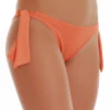 Women's orange tie-side Brazilian bikini bottom with a V-shaped back and slim bow ties at each hip in light Italian fabric.