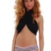 Women's striped cotton boyshorts by Tiara Galiano in pink and gray horizontal stripes with full back coverage.