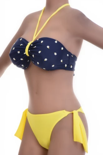 Bright yellow bikini bottom with adjustable side ties and standard coverage in quick-drying fabric.