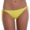 Yellow cheeky tie-side bikini bottom with moderate front coverage and a cheeky back in light Italian swim fabric.