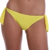Solid yellow tie-side bikini bottom with a cheeky back, bows adjustable between wears for pool or beach.
